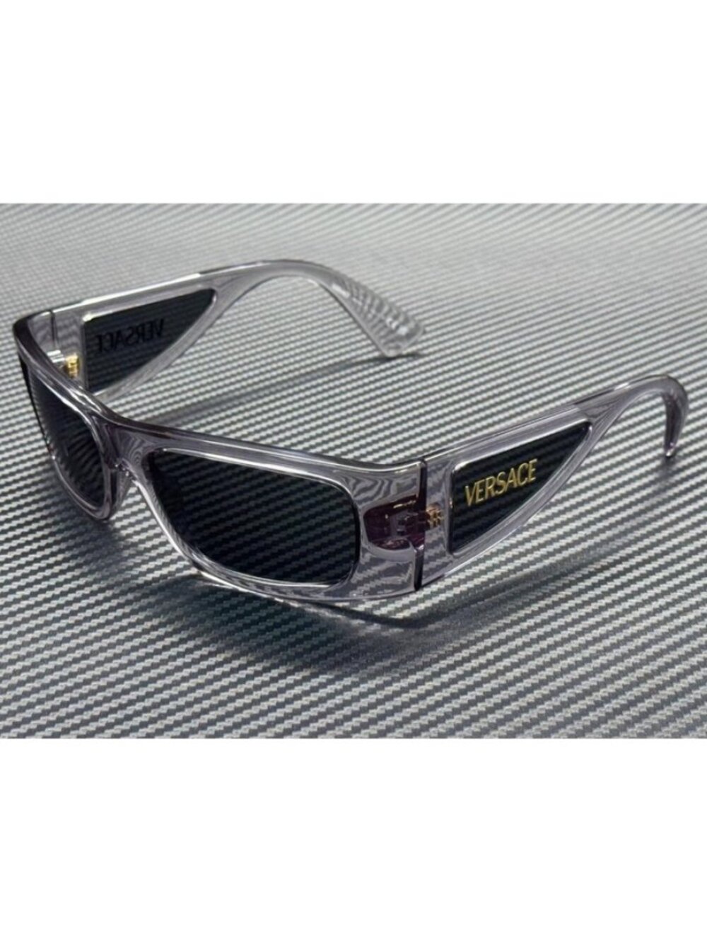 New Versace Men Transparent Grey Sunglasses 57-16-135